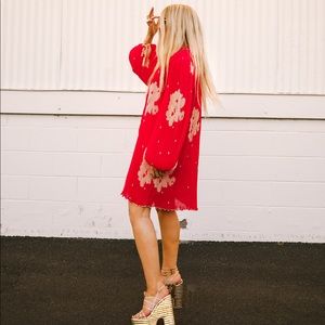 Pleated Ruffle Neck Mini Dress